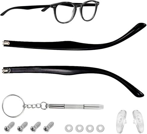 1 Pair TR90 Bright Black Glasses Replacement Arms Glasses Double Convex Teeth 6.5mm Replacement Temple with Screws, Screw Washers and 3-in-1 Screwdriver (Gloss Black 6.5mm) in Saudi Arabia
