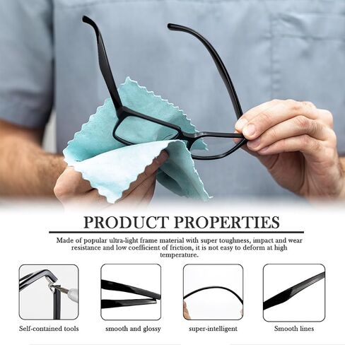 1 Pair TR90 Bright Black Glasses Replacement Arms Glasses Double Convex Teeth 6.5mm Replacement Temple with Screws, Screw Washers and 3-in-1 Screwdriver (Gloss Black 6.5mm) in Saudi Arabia
