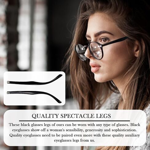 1 Pair TR90 Bright Black Glasses Replacement Arms Glasses Double Convex Teeth 6.5mm Replacement Temple with Screws, Screw Washers and 3-in-1 Screwdriver (Gloss Black 6.5mm) in Saudi Arabia