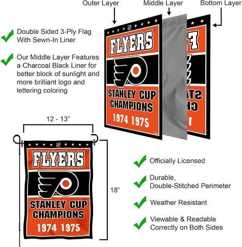 WinCraft Philadelphia Flyers 2 Time Stanley Cup Champions Double Sided Garden Flag in Saudi Arabia