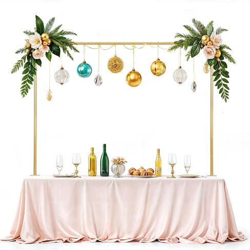 Over The Table Rod Stand with Clamps- Gold Metal Balloon Arch Stand for Baby Shower Birthday Party Wedding Decor - Adjustable Tabletop Backdrop Banner Stand for Craft Fair Display in Saudi Arabia