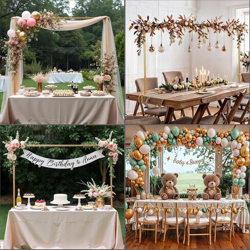 Over The Table Rod Stand with Clamps- Gold Metal Balloon Arch Stand for Baby Shower Birthday Party Wedding Decor - Adjustable Tabletop Backdrop Banner Stand for Craft Fair Display in Saudi Arabia