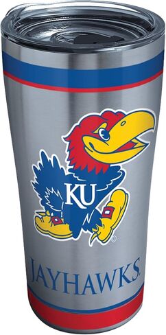 كوب Tervis ذو الجدران الثلاثية لجامعة كانساس المملكة المتحدة Jayhawks معزول يحافظ على المشروبات باردة وساخنة، 30oz - الفولاذ المقاوم للصدأ، التقليد in Saudi Arabia