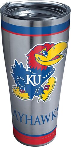 كوب Tervis ذو الجدران الثلاثية لجامعة كانساس المملكة المتحدة Jayhawks معزول يحافظ على المشروبات باردة وساخنة، 30oz - الفولاذ المقاوم للصدأ، التقليد in Saudi Arabia