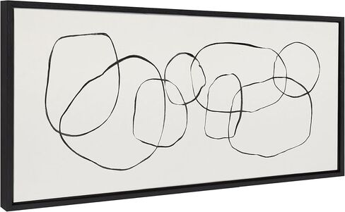 Kate and Laurel Sylvie Dancing Circles Framed Canvas Wall Art by Teju Reval of SnazzyHues, 18x40 Natural, Decorative Abstract Art Print for Wall in Saudi Arabia