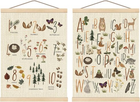 Boat Wades Woodland Animals Alphabet Poster Hanger Frame Set of 2,Forest Animal ABC 123 Educational Wall Art Hanging Banner Decor for Nursery Playroom Classroom Homeschool,12x16 in Saudi Arabia