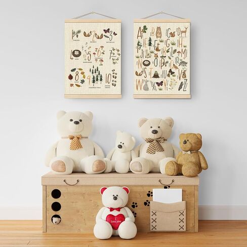Boat Wades Woodland Animals Alphabet Poster Hanger Frame Set of 2,Forest Animal ABC 123 Educational Wall Art Hanging Banner Decor for Nursery Playroom Classroom Homeschool,12x16 in Saudi Arabia