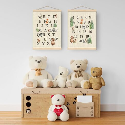 Boat Wades Woodland Animals Alphabet Poster Hanger Frame Set of 2,Forest Animal ABC 123 Educational Wall Art Hanging Banner Decor for Nursery Playroom Classroom Homeschool,12x16 in Saudi Arabia