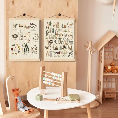 Boat Wades Woodland Animals Alphabet Poster Hanger Frame Set of 2,Forest Animal ABC 123 Educational Wall Art Hanging Banner Decor for Nursery Playroom Classroom Homeschool,12x16 in Saudi Arabia