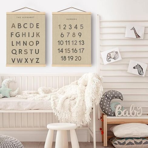 Boat Wades Woodland Animals Alphabet Poster Hanger Frame Set of 2,Forest Animal ABC 123 Educational Wall Art Hanging Banner Decor for Nursery Playroom Classroom Homeschool,12x16 in Kuwait