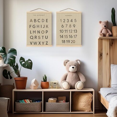 Boat Wades Woodland Animals Alphabet Poster Hanger Frame Set of 2,Forest Animal ABC 123 Educational Wall Art Hanging Banner Decor for Nursery Playroom Classroom Homeschool,12x16 in Kuwait