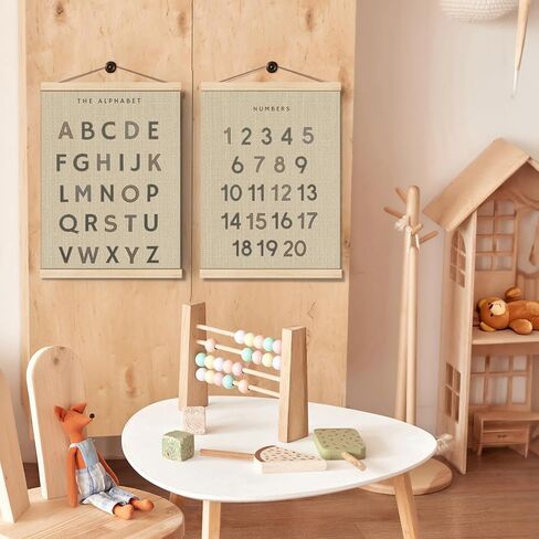 Boat Wades Woodland Animals Alphabet Poster Hanger Frame Set of 2,Forest Animal ABC 123 Educational Wall Art Hanging Banner Decor for Nursery Playroom Classroom Homeschool,12x16 in Kuwait
