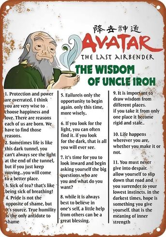 الفيلم الأخير #Airbender حكمة العم #Iroh # الرمزية الكرتون الرجعية معدن الألومنيوم علامة، الفن الرجعية ملصق 8X12 بوصة ديكور المنزل غرفة نوم المطبخ مقهى حانة اللوحة in Saudi Arabia
