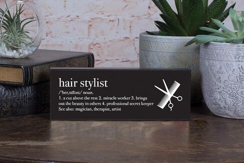 لوحة لافتة علوية خشبية مزدوجة الجوانب مقاس 8 × 3 من Elanze Designs لمصفف الشعر in Kuwait