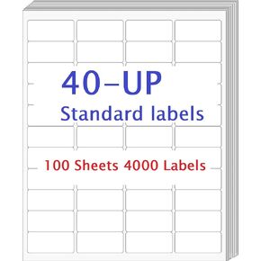 Amazon FBA Label (100 Sheets,4000 Labels) 40-up Labels 52.5x29.7 mm on A4 White Self Adhesive Shipping Mailing Stickers for Laser/Inkjet Printer,Meets Amazons FBA Requirements