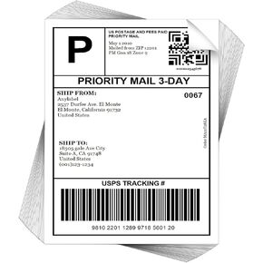8.5" x 11" Full Sheet Shipping Labels for Laser & Inkjet Printer - 1 Per Page Shipping Labels for Packages Self Adhesive Easy Peel, Full Page Shipping Labels (500 Sheets, 500 Labels)