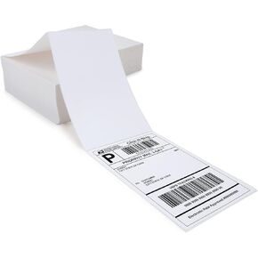 L LIKED 6000 Labels Fanfold 4" x 6" Direct Thermal Labels, with Perforated line for Thermal Printers - Compatible with Zebra & Rollo Printer (4" x 6" - 6000 Labels)