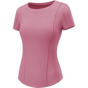 Ivicoer Athletic Tops for Women Short Sleeve Workout Compression Shirt Dry Fit Curve Seamlines Gym Tee