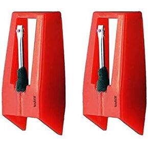 Boytone Pack of 2, Sapphire Tipped Ceramic Replacement Needle for Turntables,RED