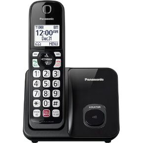 Panasonic Cordless Phone with Advanced Call Block, Bilingual Caller ID and Easy to Read Large High-Contrast Display, Expandable System with 1 Handset - KX-TGD810B (Black)