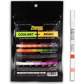Phoenix Systems 8006-B Double-Ended Brake Fluid + Coolant Test Strips (15 foil wrapped test strips), 1 Pack