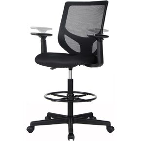 SMUG Drafting Chair, Tall Office Chair Tall Desk Chair with Adjustable Armrests, Counter Height Office Chairs for Standing Desk, Mid Back Mesh Office Drafting Chairs with Adjustable Foot Ring