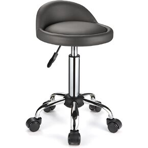 Swivel Rolling Stool with Wheels Height Adjustable Stool Drafting Chair with Low Back Black
