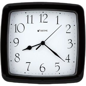 JUSTIME 8.5-inch Quality Square Water Resistant Quartz Wall Clock Water Resistant Special for Small Space, Office, Boats, RV (W40508 Black)