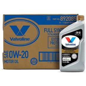 Valvoline Extended Protection Full Synthetic Motor Oil SAE 0W-20 1 QT, Case of 6