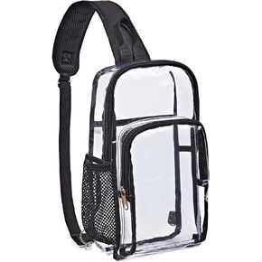 Clear Sling Bag, Clear Bag Stadium Approved, Large Capacity Clear Shoulder Bag for Men & Women