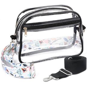 Clear Crossbody Bag Stadium Approved for Women, Adjustable Shoulder Strap Clear Purse for Concerts, Sports Events