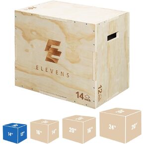 Elevens 3 in 1 Wooden Plyo Box Jump Box Plyometric Box for Jumping Trainer, Skipping, Jumping, Lunges, Box Jumps, Squats, Step-Ups, Dips