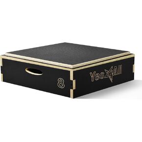 Yes4All صندوق Plyo خشبي قابل للتعديل - صندوق القفز - صندوق القفز البليومتري لصالة الألعاب الرياضية المنزلية - صندوق القفز في صالة الألعاب الرياضية لمنصة التمرين in Kuwait