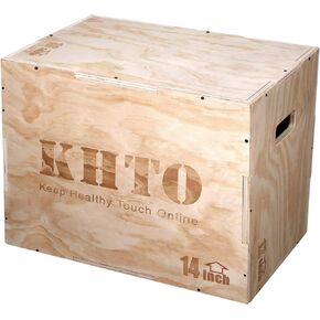 KHTO FITNESS Wood Plyometric Jump Box- 3-in-1 Wood Plyo Box for Exercise Training and Conditioning- Pre-drilled for Easy Assembling