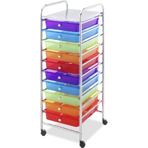 Whitmor 10 Drawer - Rolling Craft Organizer Cart - Chrome 15.25x13.50x35.25