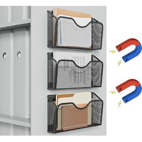 JANE EYRE Magnetic File Holder - 3PCS File Paper Mail Organizer No Drilling Magazine Paper Document Holder/Magnetic Hanging File Organizer for File Cabinets, Office, Whiteboard