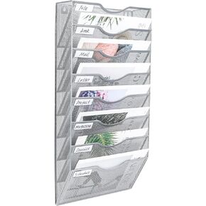 PAG Hanging Wall File Holder Mail Organizer Wall Mount Document Letter Rack, 3-Tier, Black