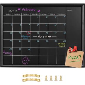 TORASO Calendar Chalkboard, Small Magnetic Surface Black Wood Frame Chalk Board for Planning/School Timetable/Memo,12 x 16 inches, Hanging Board for Office, School and Home(YLHB-BK-3040)