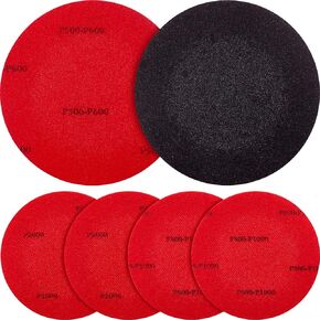 Maitys Bowling Sanding Pads Resurfacing Polishing Kit Bowling Ball Cleaning Kit, 6 Pieces (Red,500, 1000, 2000 Grit)
