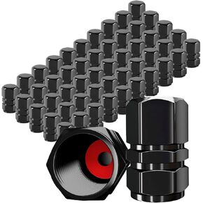 50 Pcs Tire Valve Stem Caps, Hexagon Design Air Valve Caps Waterproof Wheel Valve Covers Car Dustproof Tire Cap for Cars, SUVs, Bike, Trucks and Motorcycles with O Rubber Seal-Black
