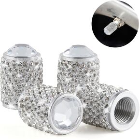 Alpmosn Car Wheel Tire Valve Caps, 4 PCS Bling Tire Valve Caps, Crystal Tire Caps Shinny Rhinestone for Women, Universal Car Dustproof Tire Valve Caps for Cars, Trucks, SUV and Motorcycles (AB)