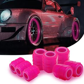 8PCS Car Tire Valve Stem Caps, Universal Noctilucent Waterproof Car Wheel Tire Caps, Suitable for Air Valve Caps for Cars, Motorcycles, Bicycles (Blue)