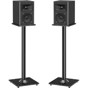 MOUNTUP Universal Speaker Stands Pair for Surround Sound, 31" Height Floor Speaker Stands, Holds Bookshelf Speaker Satellite Speaker Large Speaker, Up to 22LBS Cable Concealing 9.8" Plate Black MU9132