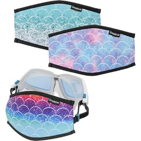 Neoprene Mask Strap Cover, Reflective Diving Mask Straps Hair Protector Wrap for Dive and Snorkel Masks Water Sports
