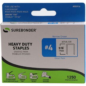 دبابيس Surebonder 55916 شديدة التحمل بطول 9/16 بوصة، نوع السهم T50، عدد 1250