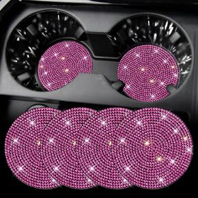 SINGARO Bling Cup Holder Coasters for Car, 2PCS Universal Non-Slip Cup Holder, Embedded Decorative Coasters, Shiny Crystal Car Interior Accessories Gifts for Women (AB-Color)