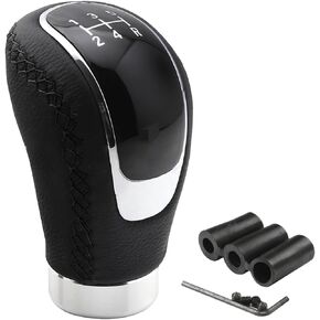 5 Speed Shift Knob, Weighted Manual Gear Shifter Knobs, Leather Gear Shifting Handle, Automotive Manual Universal Transmission, Interior Automatic Replacement Parts (Black)