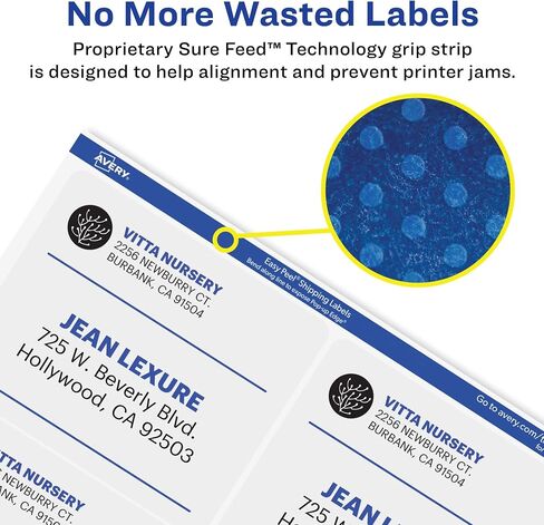 Avery Printable Shipping Labels with Sure Feed, 2" x 4", Matte Clear, 250 Blank Mailing Labels (8663) in Saudi Arabia