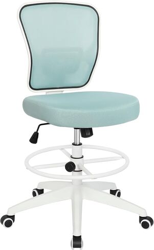 Drafting Chair Adjustable Height Tall Office Chairs Standing Desk Chair Rolling Stool Chair Armless Office Drafting Chair Blue in Saudi Arabia