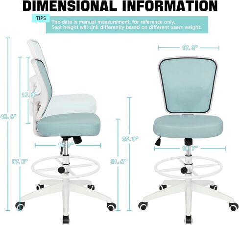 Drafting Chair Adjustable Height Tall Office Chairs Standing Desk Chair Rolling Stool Chair Armless Office Drafting Chair Blue in Saudi Arabia